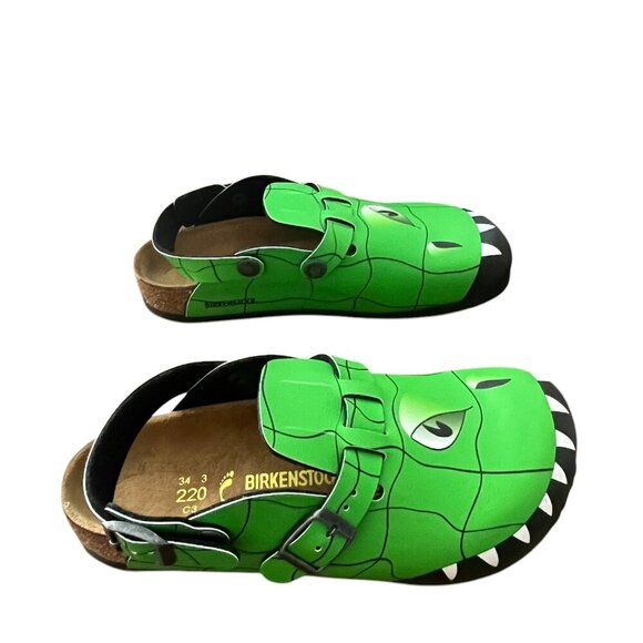 Birkenstock Green Monster Dinosaur Boston Mules Clogs Unisex Size EU 34/3-3.5 US - Picture 4 of 8